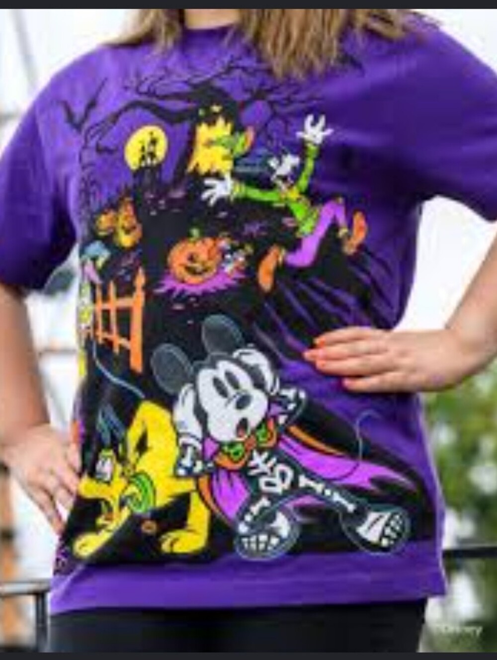 Disney Adult Halloween Cotton T-Shirt Mickey Donald Goofy Pluto Unisex Sz L NWT - Picture 4 of 16